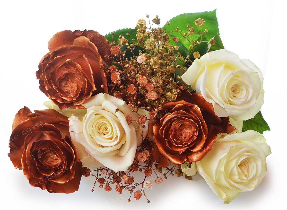 BOX 30 RED GOLDEN BOUQUET FOR VALENTINE'S DAY